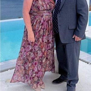 B Darlin One Shoulder Floral Dress - Pink and Purple